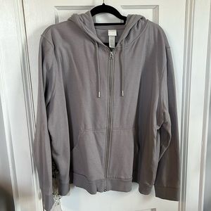 H&M XXL grey hooded sweat jacket like new